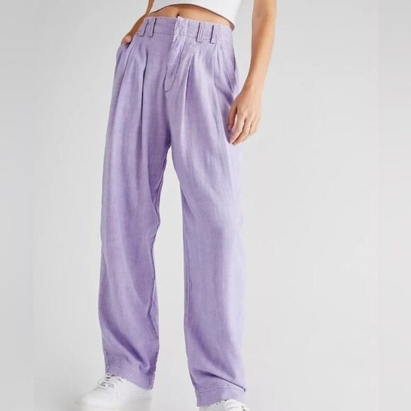 Free People Calla Lilac Pleated Womens Trouser Pants 6 - Picture 1 of 8